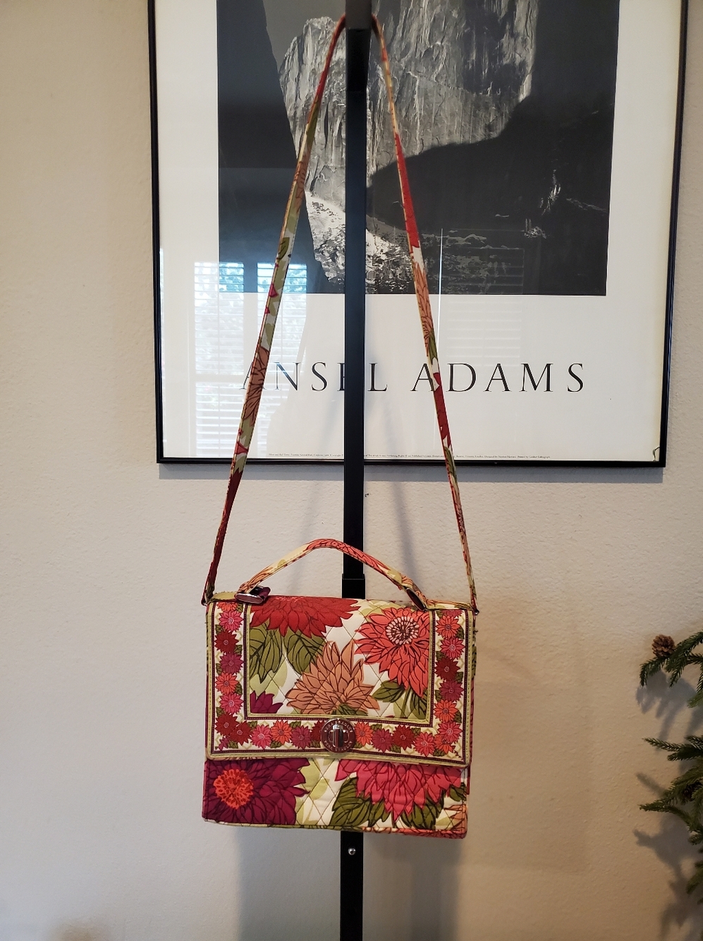 Vera Bradley Floral Quilted Crossbody in Red, Green & Cream